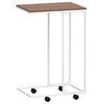 vidaXL Table d'appoint avec roues Blanc 40x30x63 5cm Bois d'ingénierie