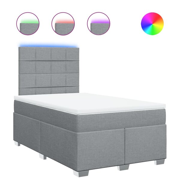 vidaXL Sommier à lattes de lit et matelas gris clair 120x190 cm tissu