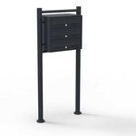 Bloc 3 boites aux lettres sur pieds 3 entrées acier galvanisé noir