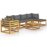 vidaXL Salon de jardin 7 Pièces avec coussin Bois d'acacia solide