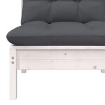 vidaXL Canapé central de jardin avec coussins Blanc Bois de pin massif
