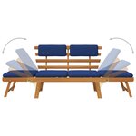 vidaXL Banc de jardin avec coussins 2-en-1 190 cm Bois solide d'acacia