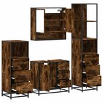vidaXL Ensemble meubles salle de bain 4 Pièces chêne fumé bois ingénierie