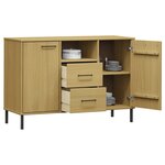 vidaXL Buffet avec pieds en métal Marron 113x40x77 cm Bois massif OSLO