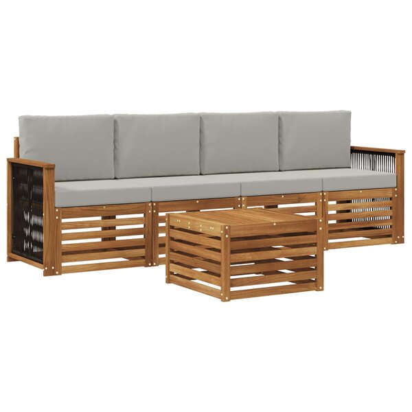 vidaXL Ensemble de canapés d'extérieur 5 pc Naturel et gris clair