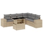 vidaXL Salon de jardin avec coussins 7 Pièces beige résine tressée