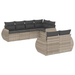 vidaXL Salon de jardin avec coussins 7 Pièces gris clair résine tressée
