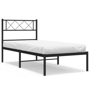 vidaXL Cadre de lit métal sans matelas avec tête de lit noir 75x190 cm