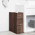 vidaXL Armoire de salle de bain étroite avec roulettes chêne marron