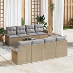 vidaXL Ensemble de canapé de jardin avec coussin 9 Pièces Beige et gris