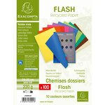 Paquet de 100 chemises FLASH 220 100% recyclé 24x32cm Couleurs assorties EXACOMPTA