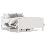 vidaXL Cadre de lit sans matelas blanc 135x190 cm bois de pin massif