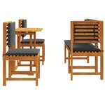 Set de salle à manger de jardin 5 pièces avec coussins en bois d'acacia