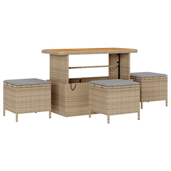 Ensemble de Canapé de Jardin 9 Pièces avec Coussins Beige Rattan Acacia