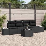 vidaXL Ensemble de canapé de jardin 5 Pièces Noir 55 x 55 x 37 cm