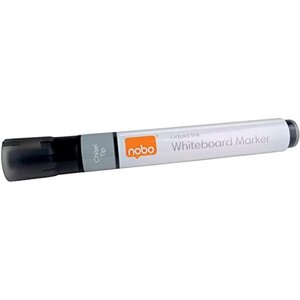 Lot de 10 marqueurs effaçables liquid ink tableau blanc pointe biseautée 4mm noir nobo