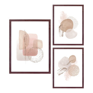 3 Cadres en bois MDF et verre marron foncé