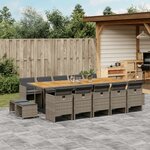 vidaXL Ensemble à manger de jardin 15 Pièces coussins gris résine tressée