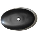 vidaXL Vasque à poser gris et noir ovale 59x40x14 cm céramique