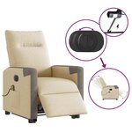 vidaXL Fauteuil inclinable de massage électrique Crème Tissu