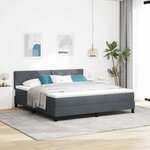 vidaXL Lit à ressorts avec matelas Gris foncé 180 x 200 cm Velours