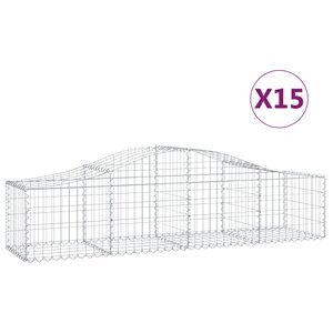vidaXL Paniers à gabions arqués 15 Pièces 200x50x40/60 cm fer galvanisé
