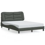 vidaXL Cadre de lit avec LED sans matelas Hvar gris foncé 140x190 cm tissu