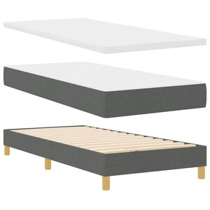 vidaXL Lit à ressorts avec matelas Gris foncé 190 x 90 cm Polyester