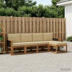 vidaXL Ensemble de canapés d'extérieur 5 Pièces Naturel et Beige