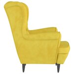vidaXL Fauteuil à oreilles avec tabouret jaune moutarde velours
