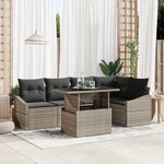 vidaXL Ensemble de canapés de jardin 6 pièces avec coussins gris en rattan poly