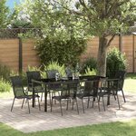 vidaXL Ensemble de salle à manger pour jardin 9 Pièces Noir