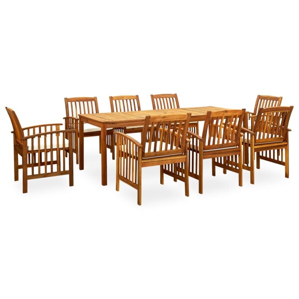 vidaXL Ensemble à manger de jardin 9 Pièces avec coussins Acacia solide