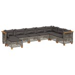 vidaXL Salon de jardin 8 Pièces avec coussins gris résine tressée