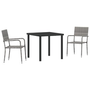 vidaXL Ensemble de jardin 3 pièces gris poly rattan