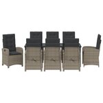 vidaXL Ensemble de Salle à Manger de Jardin 9 Pièces avec Coussins Gris Rattan Poly