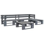 Salon de jardin meuble d'extérieur ensemble de mobilier 4 pièces palettes avec coussins gris bois 02_0016273
