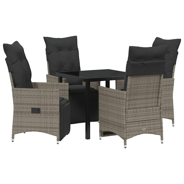 vidaXL Ensemble de salle à manger pour jardin 5 Pièces Gris Poly rotin