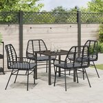 vidaXL Ensemble de salle à manger de jardin 5 pièces avec coussins Noir Poly rotin