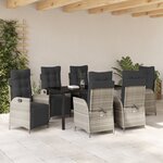 vidaXL Set de jardin 7 pièces gris clair poly rattan