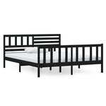 vidaXL Cadre de lit sans matelas noir bois massif 140x190 cm