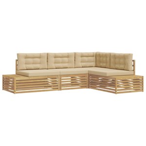 vidaXL 5 pc Ensemble de canapés d'extérieur Polyester Blanc