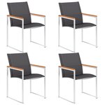 vidaXL Chaises de jardin lot de 4 Textilène et acier inoxydable Gris