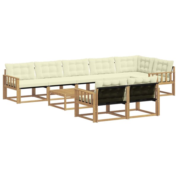 vidaXL Ensemble de canapés d'extérieur 9 pc Blanc et crème