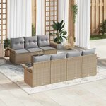 vidaXL Ensemble de canapé de jardin 8 Pièces Beige Poly rotin