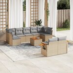 vidaXL Salon de jardin avec coussins 10 Pièces beige résine tressée