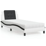 vidaXL Lit avec matelas blanc et noir 80x200 cm similicuir