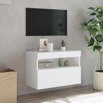 vidaXL Meuble TV mural avec lumières LED blanc 60x30x40 cm