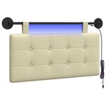 vidaXL Tête de lit suspendue Avec lumière LED Crème Simili cuir