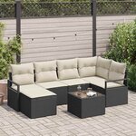 vidaXL Ensemble de canapé de jardin avec coussin 7 Pièces Marron  Crème